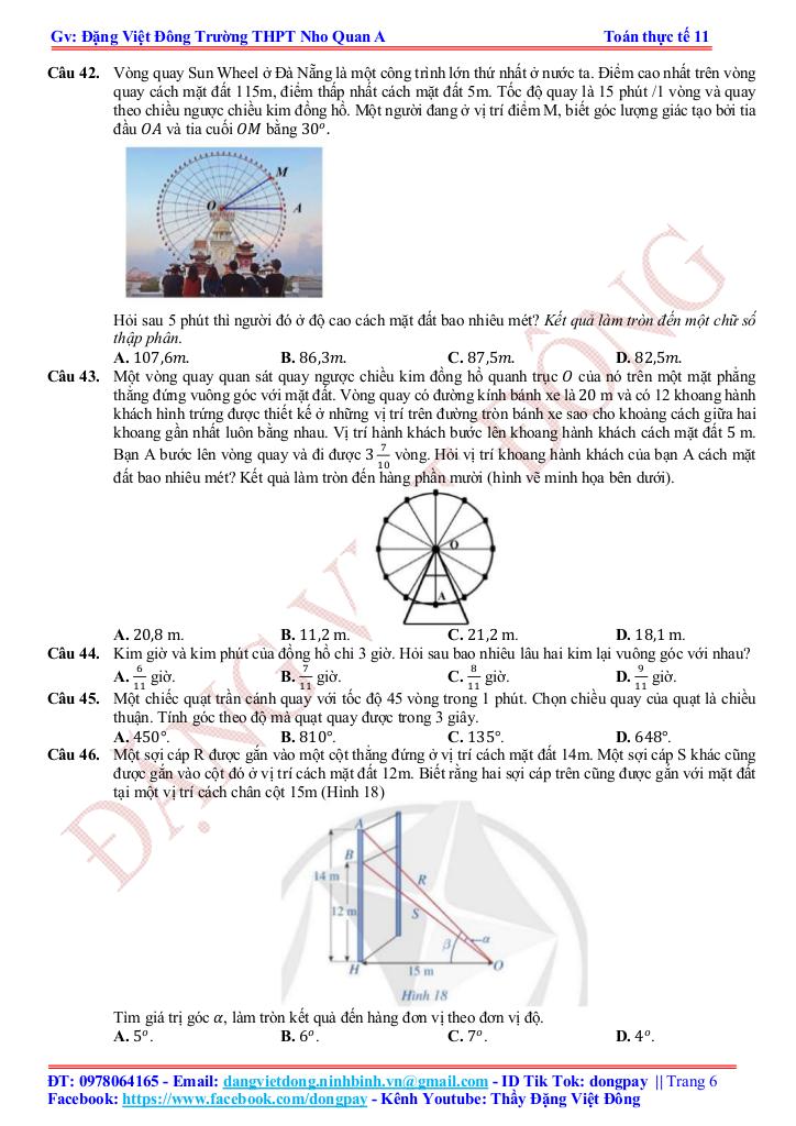 toán thực tế hàm số lượng giác và phương trình lượng giác – đặng việt đông 5
