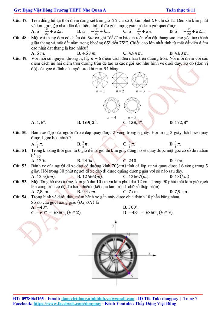toán thực tế hàm số lượng giác và phương trình lượng giác – đặng việt đông 6