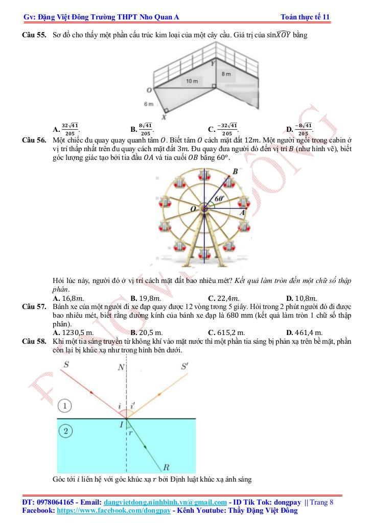 toán thực tế hàm số lượng giác và phương trình lượng giác – đặng việt đông 7