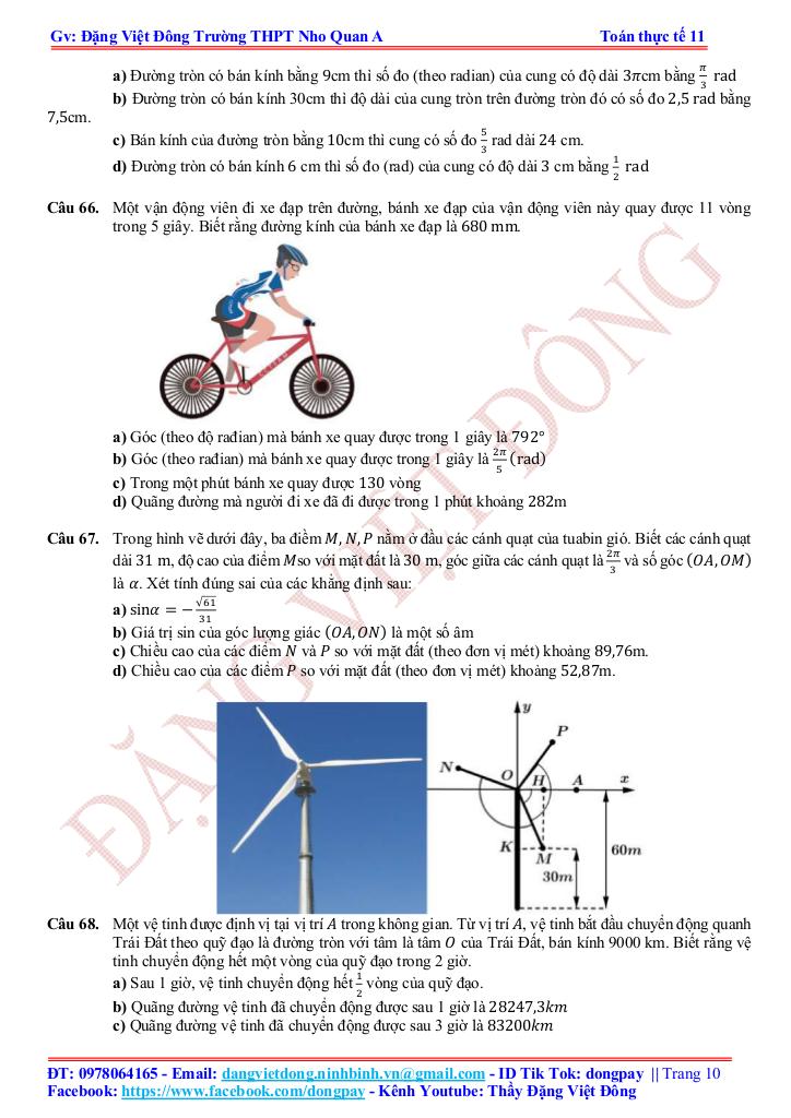 toán thực tế hàm số lượng giác và phương trình lượng giác – đặng việt đông 9