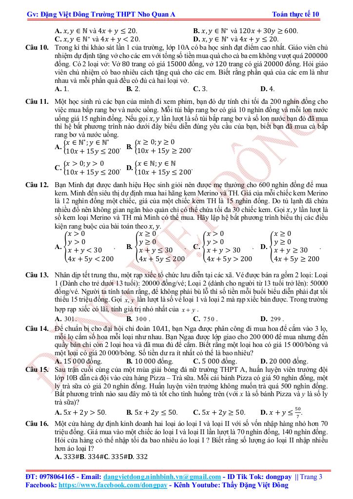 toán thực tế hệ bất phương trình bậc nhất hai ẩn – đặng việt đông 2