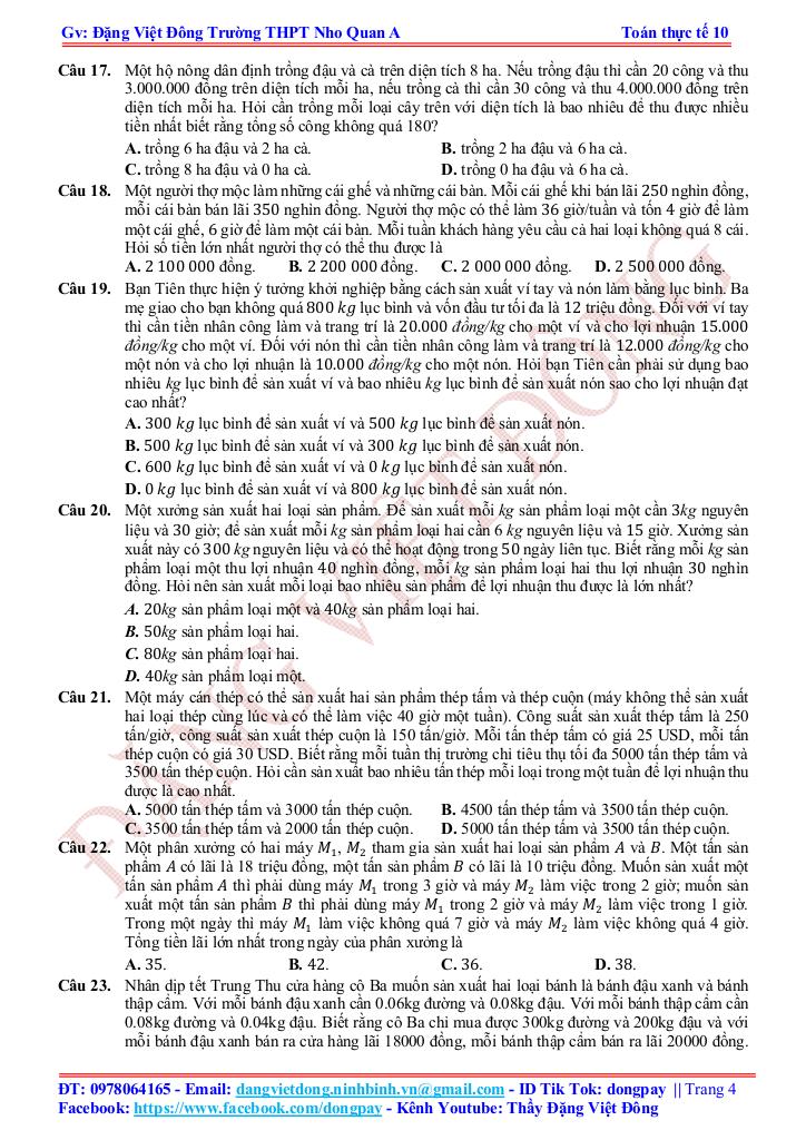 toán thực tế hệ bất phương trình bậc nhất hai ẩn – đặng việt đông 3