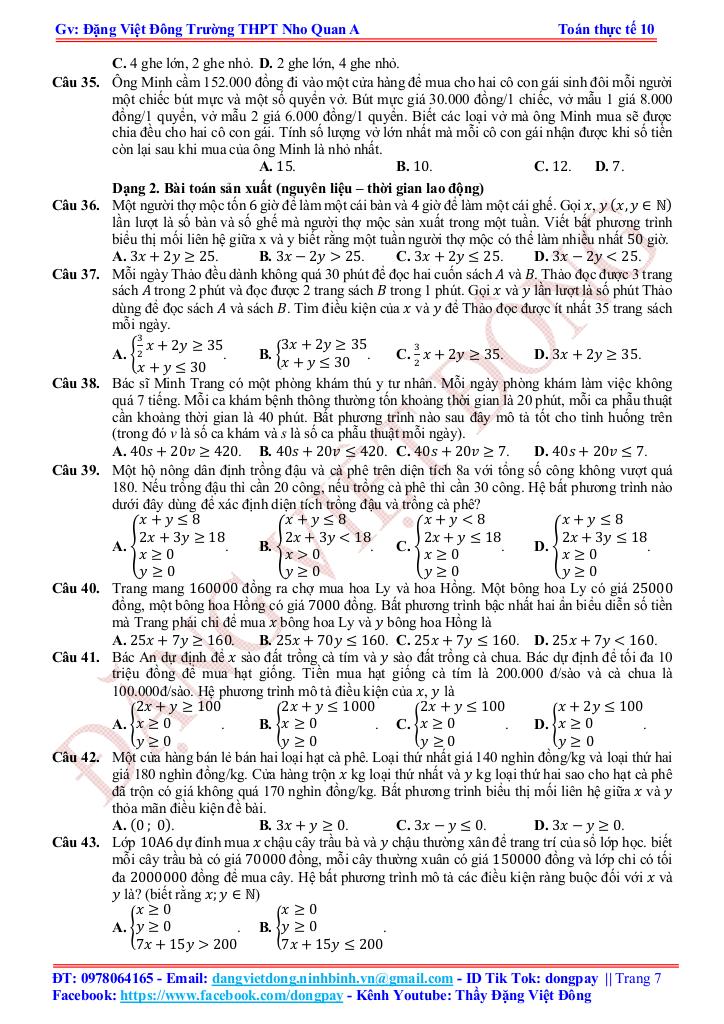 toán thực tế hệ bất phương trình bậc nhất hai ẩn – đặng việt đông 6