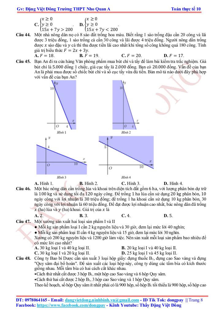 toán thực tế hệ bất phương trình bậc nhất hai ẩn – đặng việt đông 7