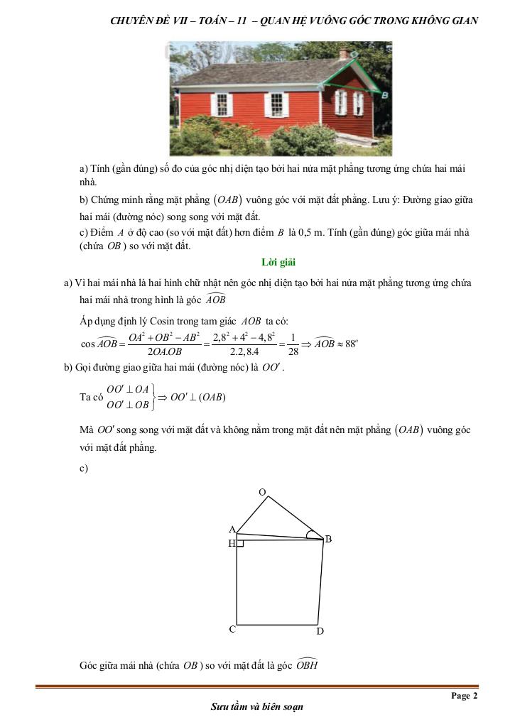 toán thực tế quan hệ vuông góc trong không gian toán 11 1