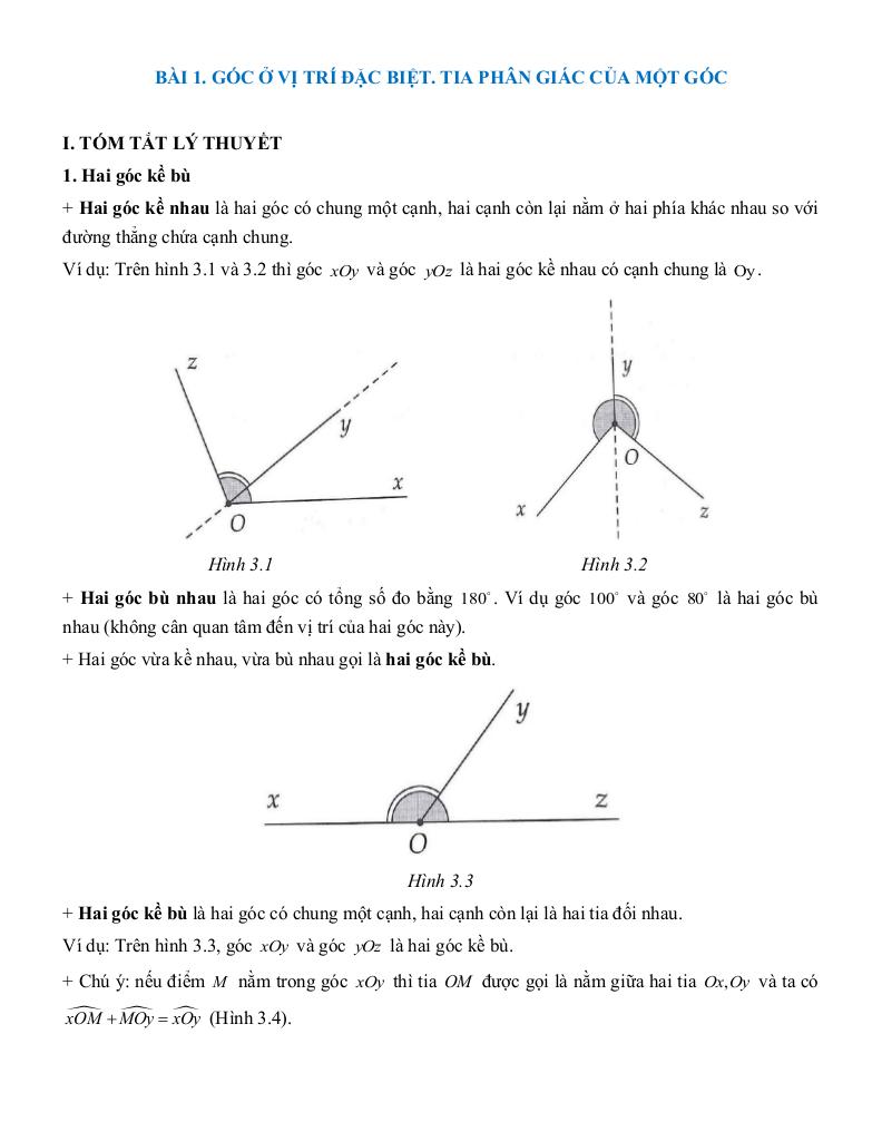 tóm tắt lý thuyết và các dạng bài tập góc và đường thẳng song song toán 7 0