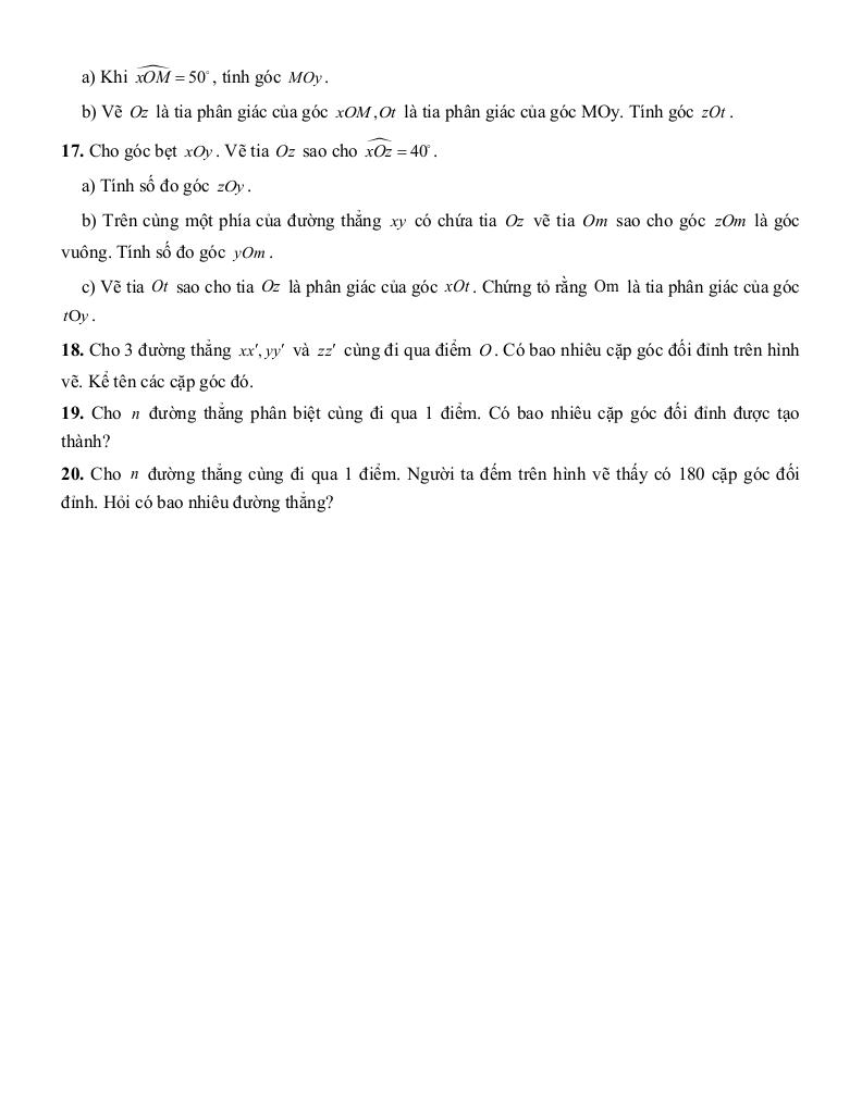 tóm tắt lý thuyết và các dạng bài tập góc và đường thẳng song song toán 7 9