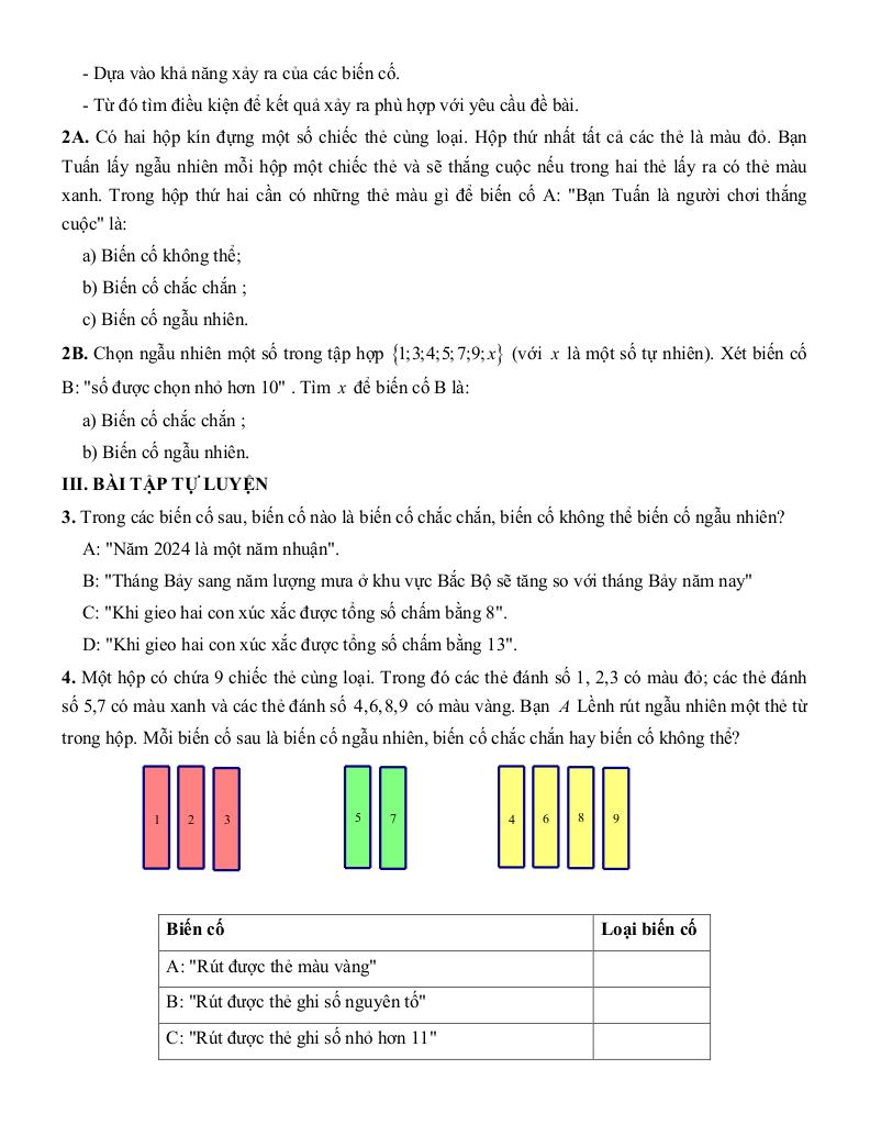 tóm tắt lý thuyết và các dạng bài tập làm quen với biến cố và xác suất của biến cố 1