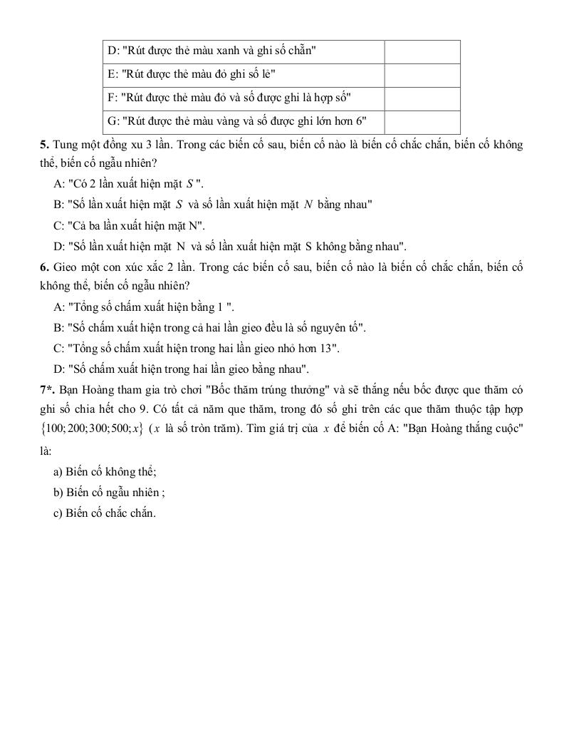 tóm tắt lý thuyết và các dạng bài tập làm quen với biến cố và xác suất của biến cố 2