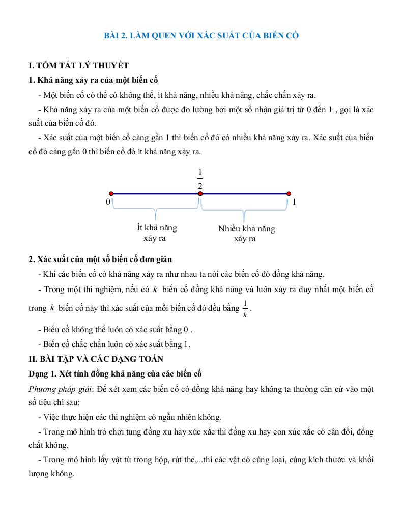 tóm tắt lý thuyết và các dạng bài tập làm quen với biến cố và xác suất của biến cố 5
