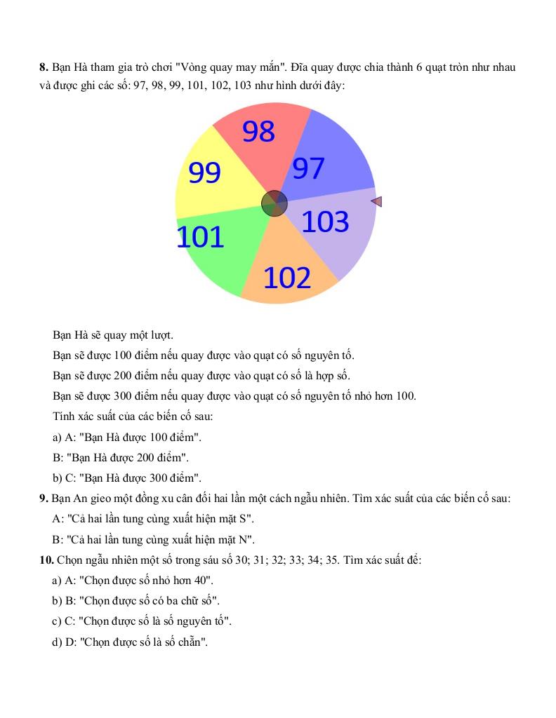 tóm tắt lý thuyết và các dạng bài tập làm quen với biến cố và xác suất của biến cố 9