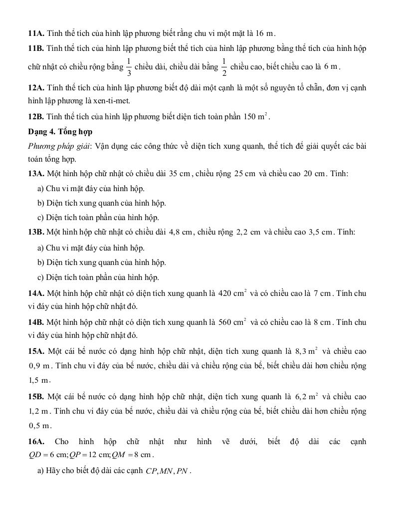 tóm tắt lý thuyết và các dạng bài tập một số hình khối trong thực tiễn toán 7 3