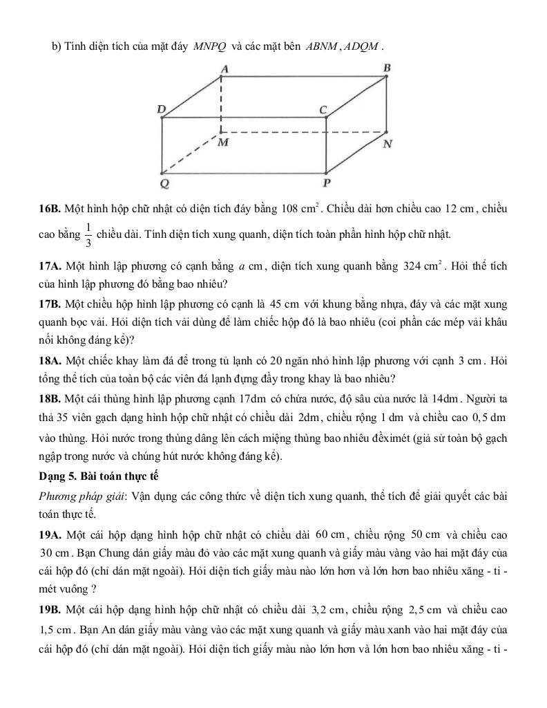 tóm tắt lý thuyết và các dạng bài tập một số hình khối trong thực tiễn toán 7 4