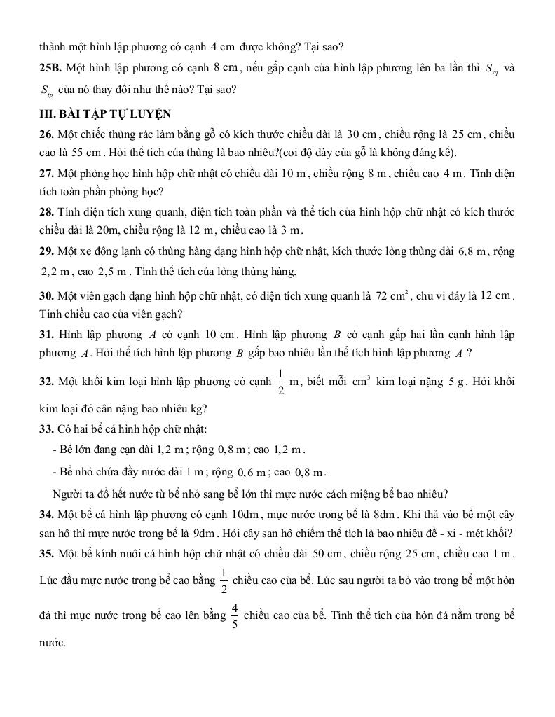 tóm tắt lý thuyết và các dạng bài tập một số hình khối trong thực tiễn toán 7 6