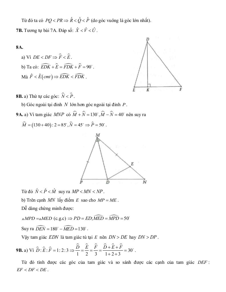 tóm tắt lý thuyết và các dạng bài tập quan hệ giữa các yếu tố trong một tam giác 5