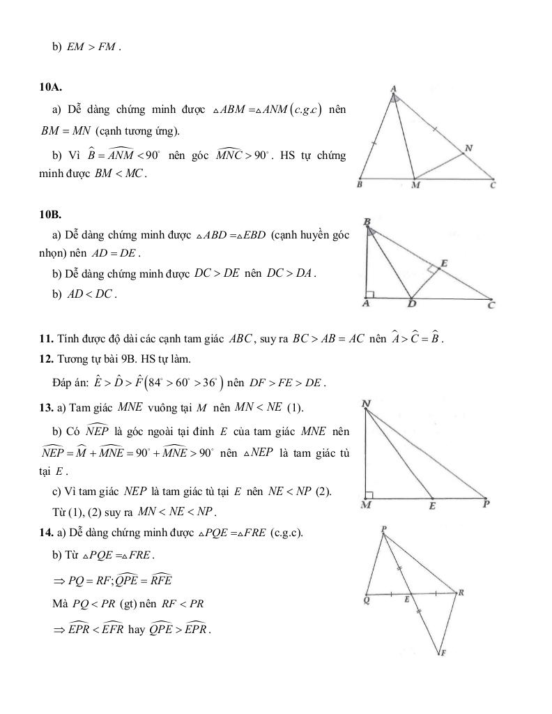 tóm tắt lý thuyết và các dạng bài tập quan hệ giữa các yếu tố trong một tam giác 6