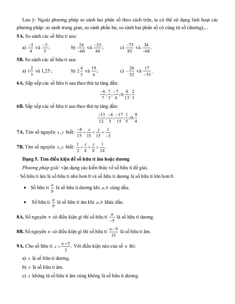 tóm tắt lý thuyết và các dạng bài tập số hữu tỉ toán 7 2
