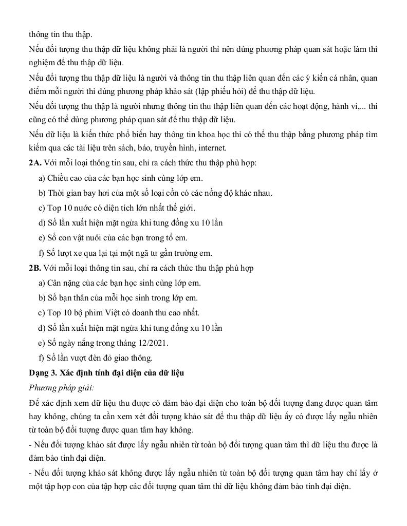 tóm tắt lý thuyết và các dạng bài tập thu thập và biểu diễn dữ liệu toán 7 2