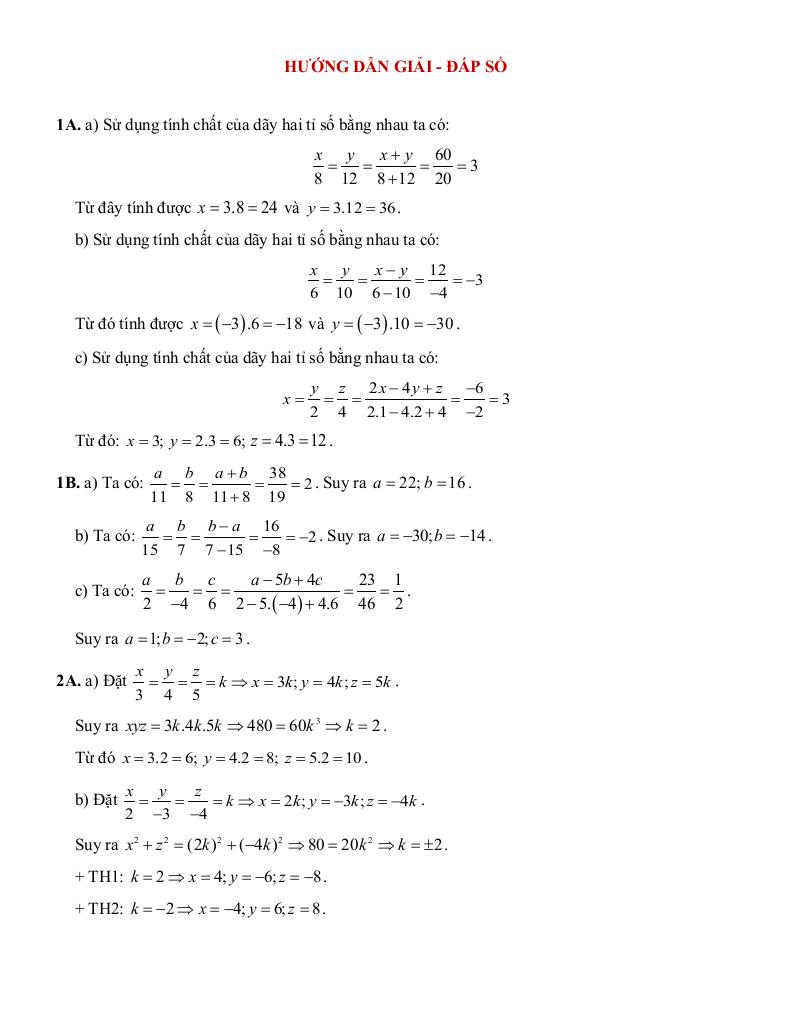 tóm tắt lý thuyết và các dạng bài tập tỉ lệ thức và đại lượng tỉ lệ toán 7 8