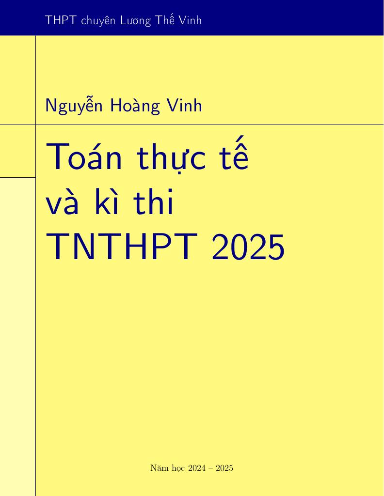 tổng hợp bài toán thực tế ôn tập kì thi tốt nghiệp thpt năm 2025 môn toán 0