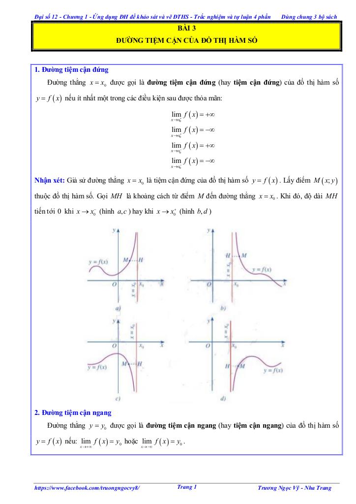 trắc nghiệm và tự luận chủ đề đường tiệm cận của đồ thị hàm số 0