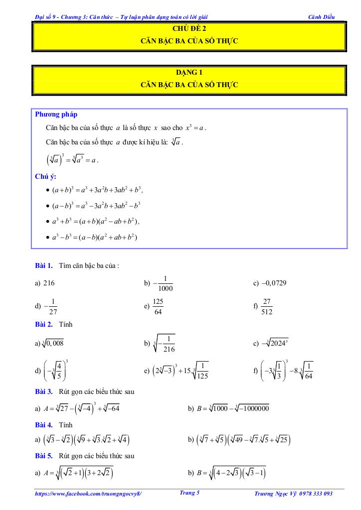 tự luận và trắc nghiệm căn thức toán 9 cánh diều 4
