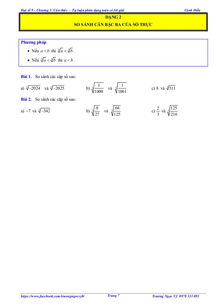 tự luận và trắc nghiệm căn thức toán 9 cánh diều 6