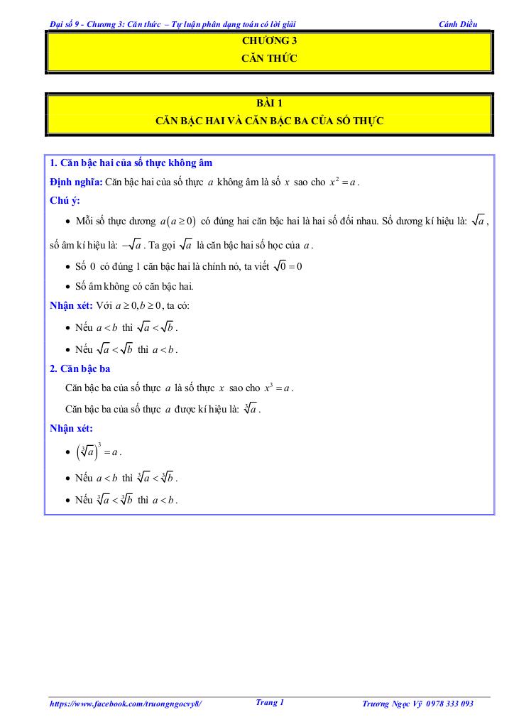 tự luận và trắc nghiệm căn thức toán 9 cánh diều 7