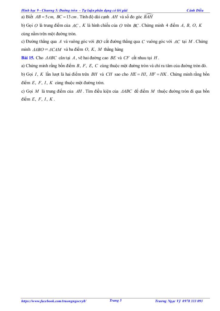 tự luận và trắc nghiệm đường tròn toán 9 cánh diều 4