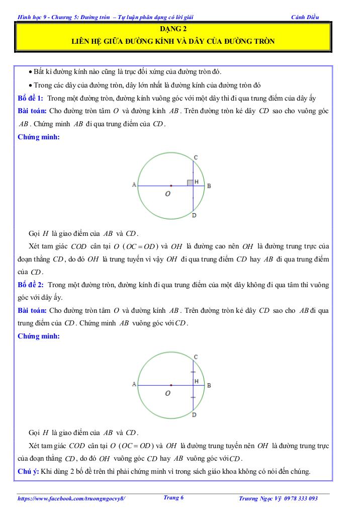 tự luận và trắc nghiệm đường tròn toán 9 cánh diều 5