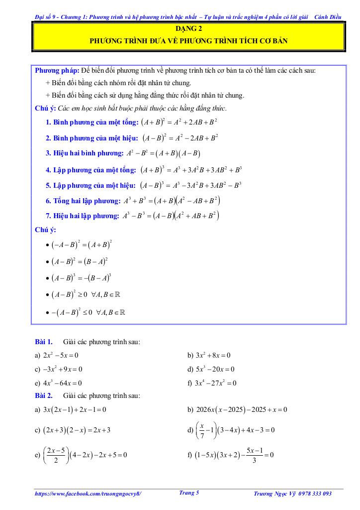 tự luận và trắc nghiệm phương trình và hệ phương trình bậc nhất toán 9 cánh diều 4
