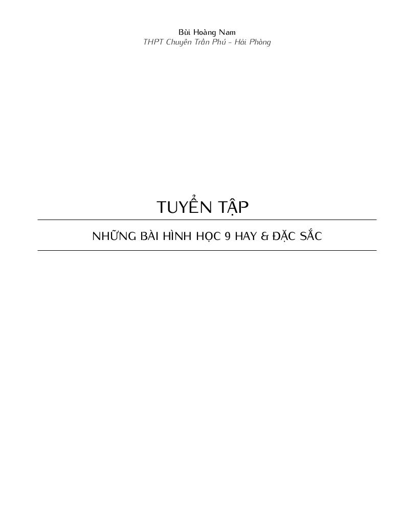 tuyển tập những bài toán hình học lớp 9 hay và đặc sắc – bùi hoàng nam 0