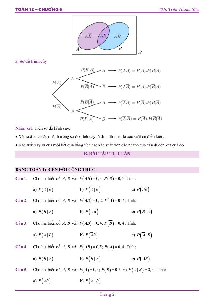xác suất có điều kiện toán 12 ctst – trần thanh yên 3