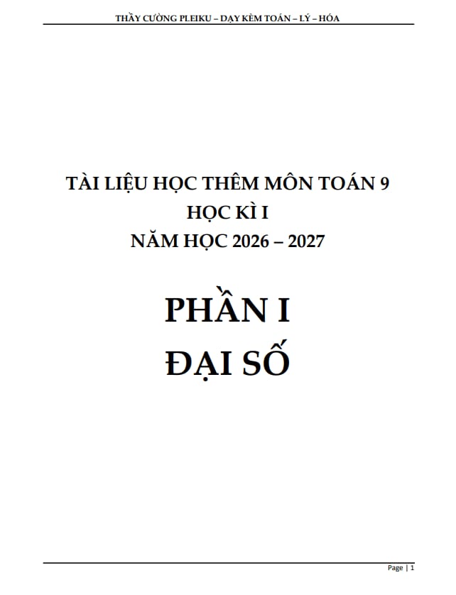 tài liệu học thêm môn toán 9 sách kết nối tri thức với cuộc sống học kì 1