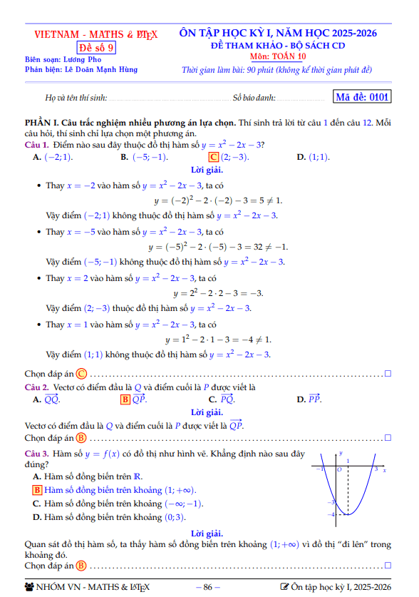 bộ đề tham khảo ôn tập học kỳ 1 toán 10 sách cánh diều năm học 2025 – 2026