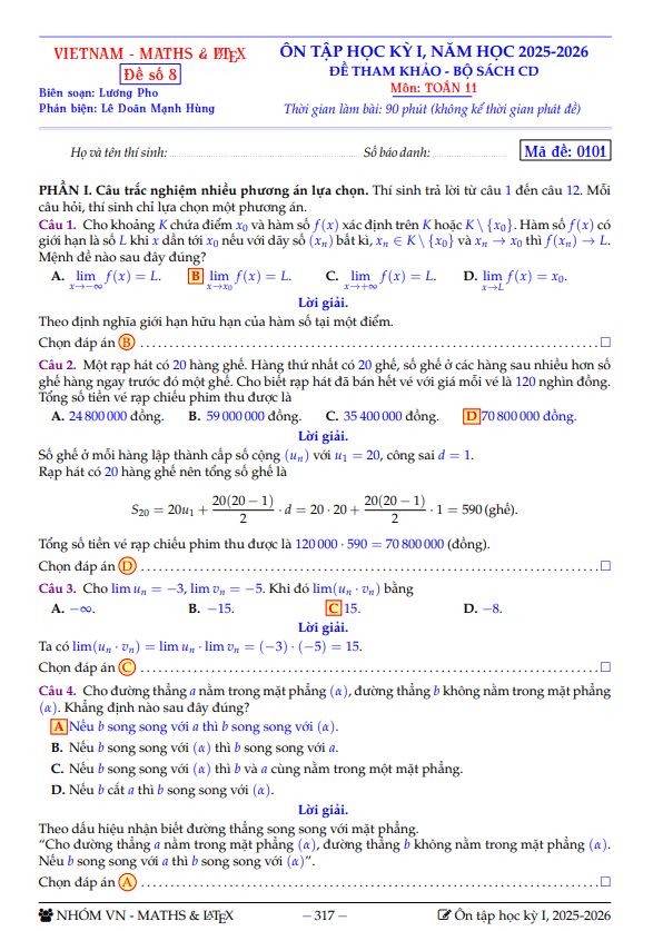bộ đề tham khảo ôn tập học kỳ 1 toán 11 sách cánh diều năm học 2025 – 2026