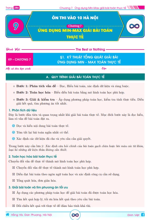chuyên đề ứng dụng min – max giải bài toán thực tế ôn thi tuyển sinh vào lớp 10