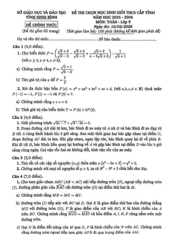 Tài liệu đề chọn học sinh giỏi tỉnh toán 9 năm 2025 – 2026 sở gd&đt ninh bình