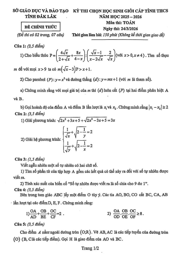 đề chọn học sinh giỏi tỉnh toán thcs năm 2025 – 2026 sở gd&đt đắk lắk