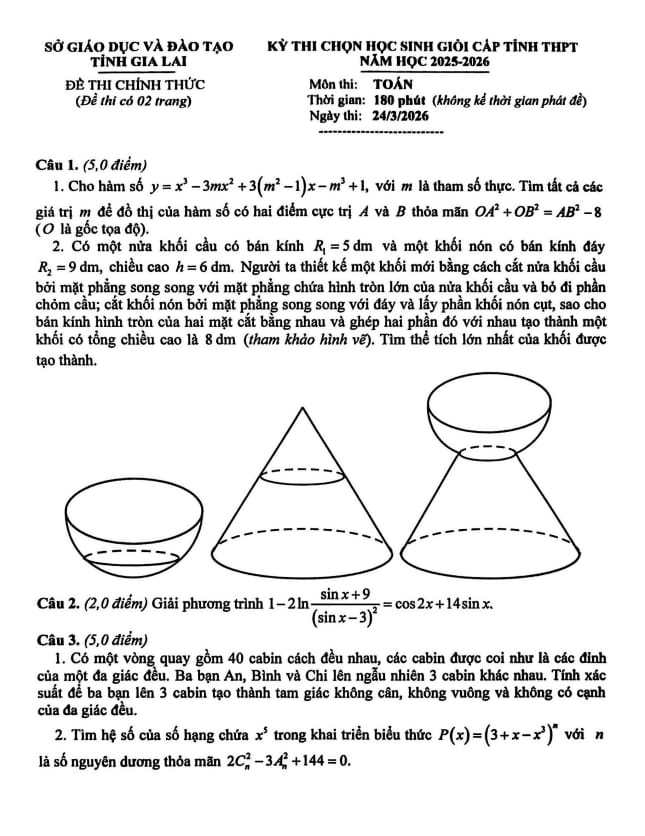 Tài liệu đề chọn học sinh giỏi tỉnh toán thpt năm 2025 – 2026 sở gd&đt gia lai