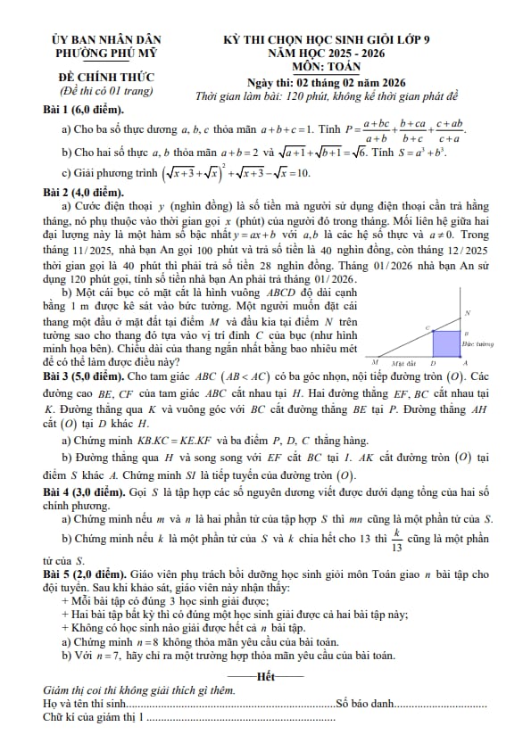 đề chọn học sinh giỏi toán 9 năm 2025 – 2026 phường phú mỹ – tp hcm