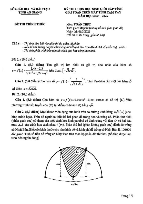 Tài liệu đề chọn hsg giải toán thpt trên mtct năm 2025 – 2026 sở gd&đt an giang