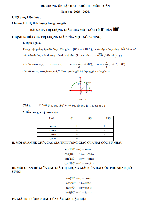 đề cương cuối kỳ 1 toán 10 năm 2025 – 2026 trường thpt đức trọng – lâm đồng