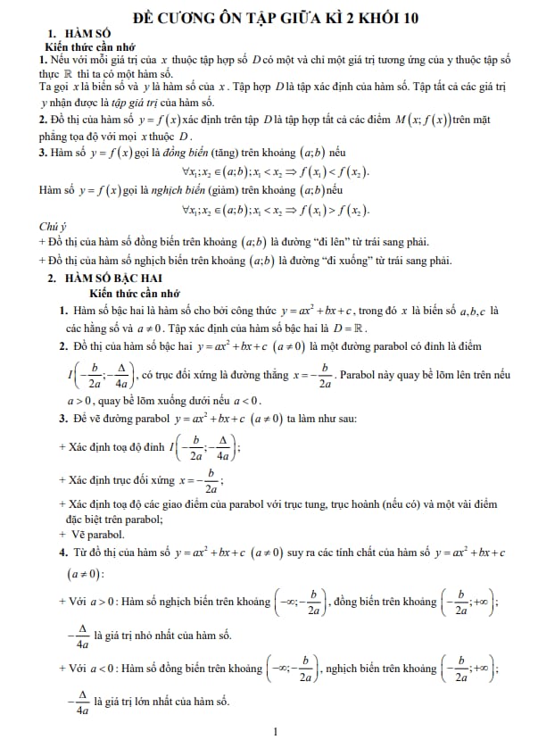 đề cương giữa kỳ 2 toán 10 năm 2025 – 2026 trường thpt đức trọng – lâm đồng