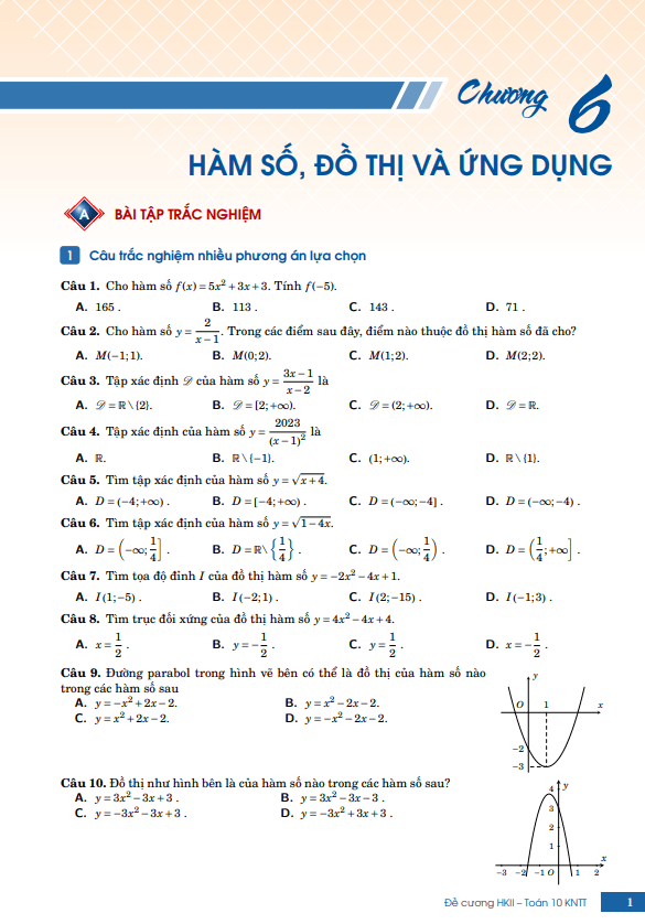 đề cương ôn tập cuối học kì 2 toán 10 kết nối tri thức với cuộc sống