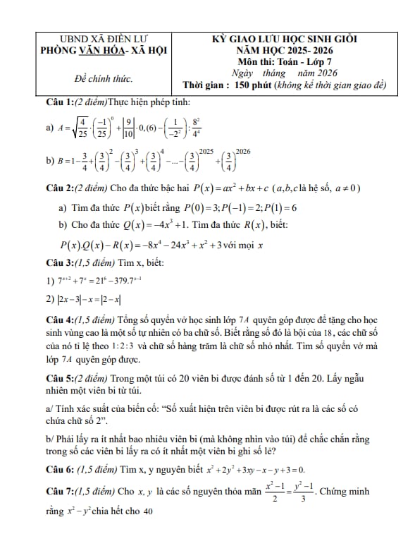 đề giao lưu hsg toán 7 năm 2025 – 2026 xã điền lư – thanh hóa