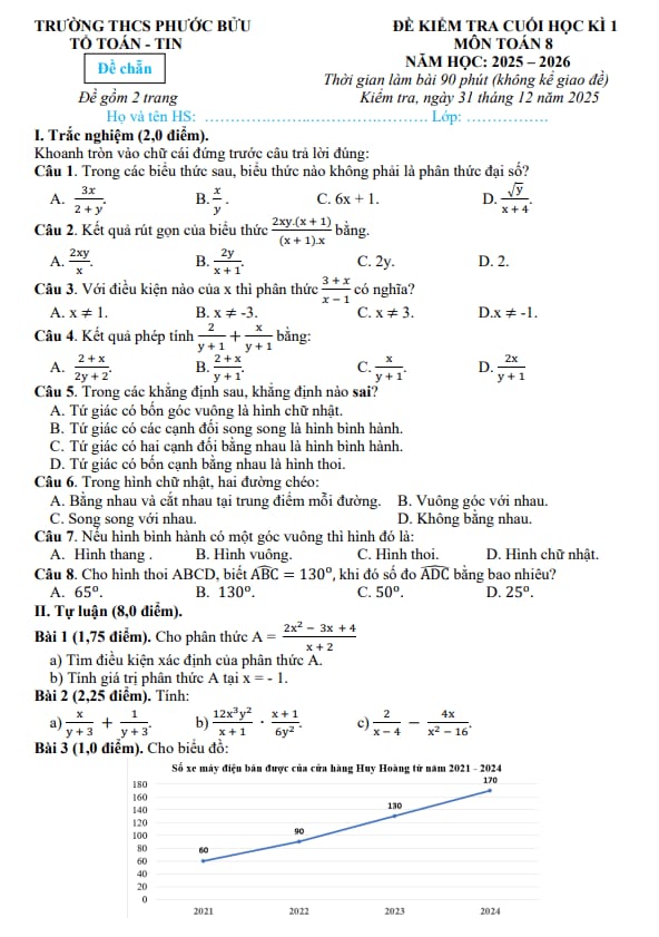 đề học kì 1 toán 8 năm 2025 – 2026 trường thcs phước bửu – tp hcm
