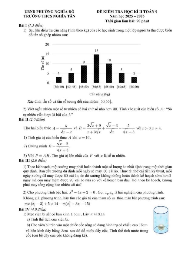 đề học kì 2 toán 9 năm 2025 – 2026 trường thcs nghĩa tân – hà nội