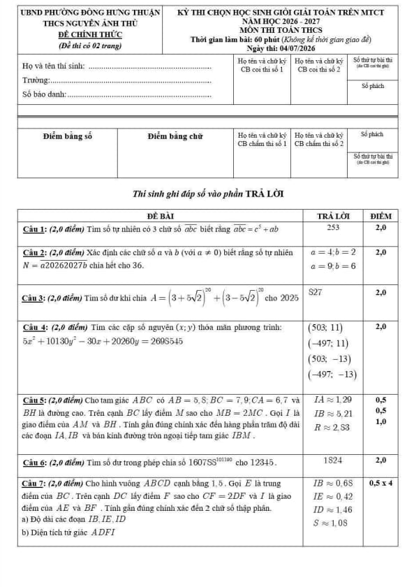 đề hsg giải toán thcs trên mtct đợt 1 năm 2026 – 2027 trường nguyễn ảnh thủ – tp hcm