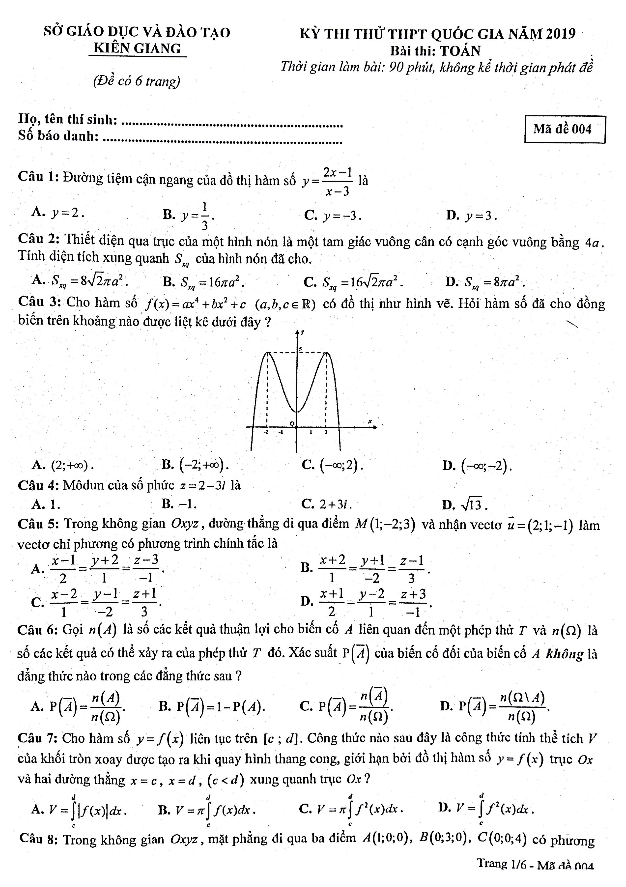 đề thi thử thpt quốc gia năm 2019 môn toán sở gd&đt kiên giang
